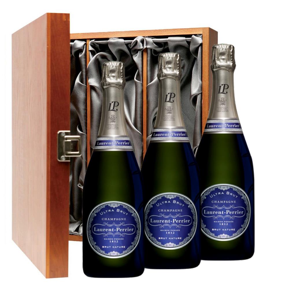 Laurent Perrier Ultra Brut Champagne 75cl Three Bottle Luxury Gift Box